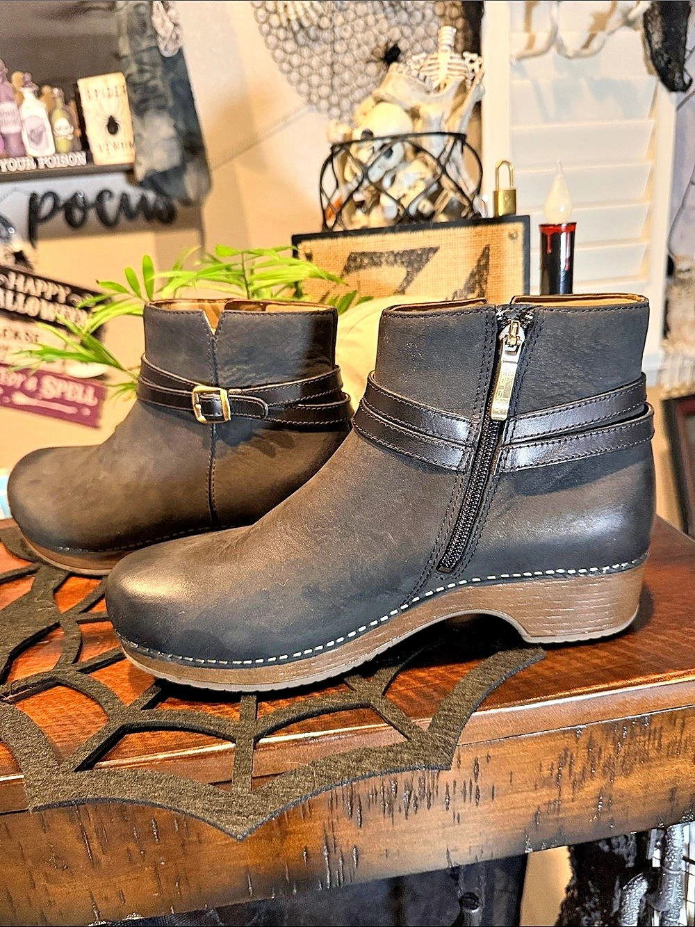 Dansko Brook Black Burnished Nubuck Booties